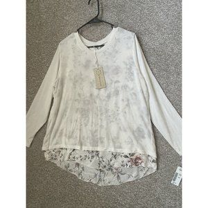 Carla Giannini Women’s White Floral Lining Long Sleeve Tunic Blouse 2XL Italian
